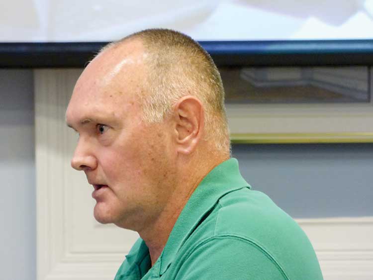 Fayette County resident Terry Martin was one of two dozen speakers at the July 13 meeting of the Fayette County Commission where the county’s animal shelter was a very hot topic. Photo/Ben Nelms.