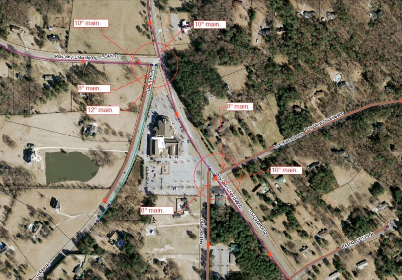Aerial shot of proposed sites for roundabouts on Ga. Highway 92 South. Photo/Fayette County Commission information package.