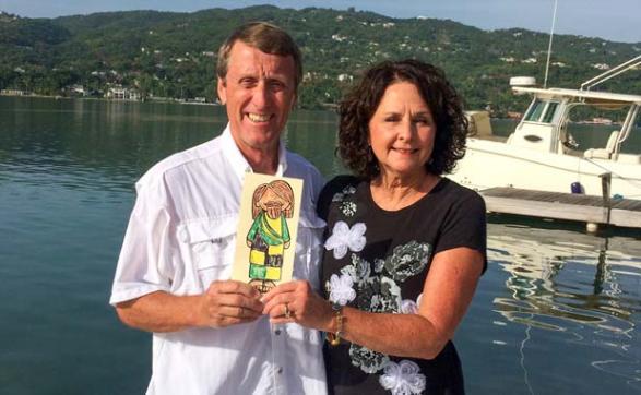 Fred and Carol Bryant took Flat Jesus to Montego Bay, Jamaica