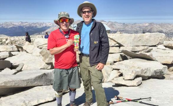 Steve Crowe and Dave Olson took Flat Jesus to the top of Mt Whitney in California