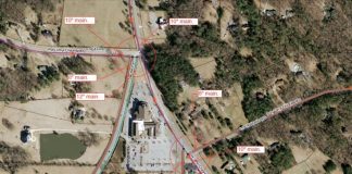 Aerial shot of proposed sites for roundabouts on Ga. Highway 92 South. Photo/Fayette County Commission information package.