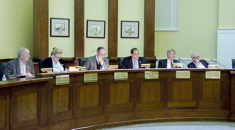 Members of the Fayetteville City Council at the February meeting. Photo/Ben Nelms.