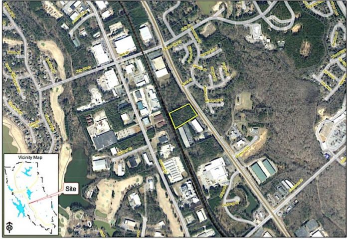 Aerial photo of the site for the planned gym. Photo/Peachtree City Planning Commission.