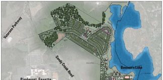 Map overlay pf the proposed Folia Crossroads development in west Fayetteville. Graphic from the city of Fayetteville.