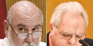 Fayette County Commission Chairman Eric Maxwell (L) and Vice Chairman Randy Ognio (R). File photos.