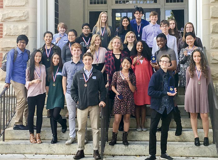 McIntosh High’s 2018 Clemson Declamation Poetry Contest participants. (L-R) Front row: Irene Song, Julia Di Ianni, Tyler Schmidt, Scott Groome, Zara Morgan, Aiden Choat, and Isabel Tharp. (L-R) Second row: Archie Chaudhury, Hannah Ezzaoudi, Deborah Roh, Gabbie Szatkowski, Anna Pakulski, Bella Ackerman, Naomi Daniel, Chisom Ugbajah, and Kotoe Takeda. (L-R) Back row: Dalton Toner, Kishan Patel, Jordan Nelson, Priyam Kadakia, Robert Palla, Jack Gentry, Luke Goffey, Isabel Bland, and Emilee Spencer.