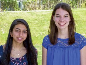 Whitewater High Salutatorian Khusbu Patel (L) and Valedictorian Grace Mallon. Photo / Ben Nelms.