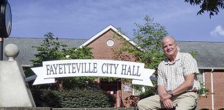 David Rast in front of Fayetteville City Hall. Photo/Ben Nelms.