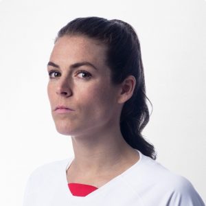 Kelley O'Hara in her official team photo, listing her as a defender.