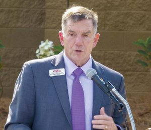 <b>Georgia Military College President Lt. Gen. (Ret.) William Caldwell offered remarks at the Aug. 20 grand opening of the new classroom building at GMC’s Fayetteville campus. Photo/Ben Nelms.</b>