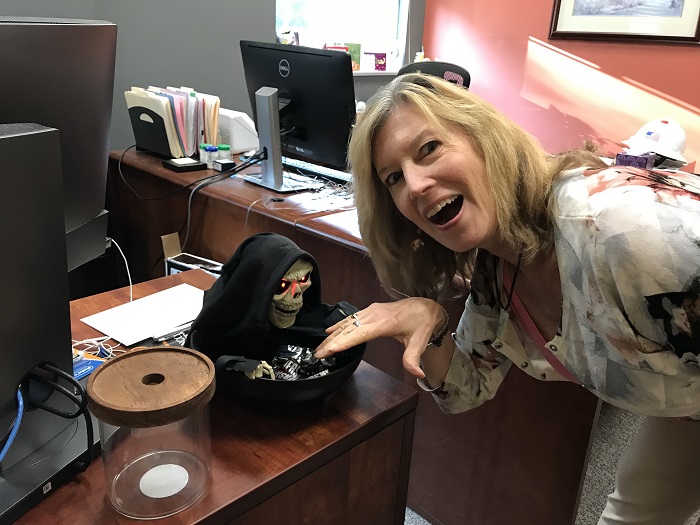 The Grim Reaper guards Fayetteville City Hall candy