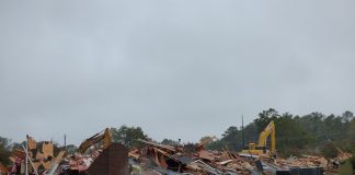 Demolition of the former Fayette County Board of Education building on Stonewall Avenue in Fayetteville began Oct. 30. The new City Hall and adjoining City Center Park to be located on the 10-acre site are expected to open in late 2020 or early 2021. Photo/Ben Nelms.