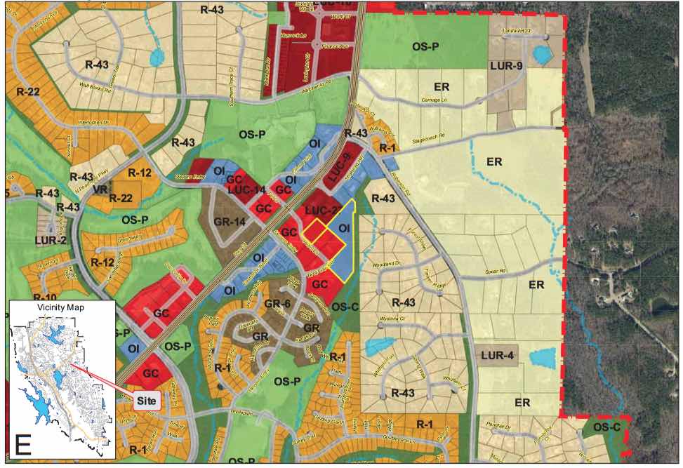 <b>Map shows site of proposed rezoning. Graphic/City of Peachtree City.</b>