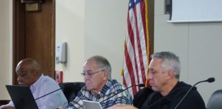 The Peachtree City Planning Commission on Nov. 11 approved the conceptual site plan for a 3,600 sq. ft. medical office building on Lexington Circle. Pictured, from left, are Commissioner Michael Link, Chairman Frank Destadio and Commissioner Paul Gresham. Photo/Ben Nelms.