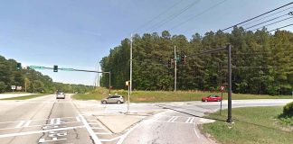 Google roadside view of Hwy. 54-Ebenezer Road intersection looking southeast at site of future office building.