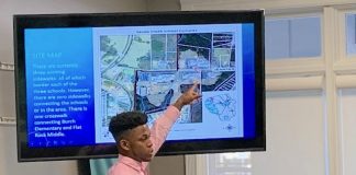 AJ Campbell presents a Path Needs Assessment for the Jenkins Road Complex to the county’s Public Works Division. Photo/Fayette County School System.