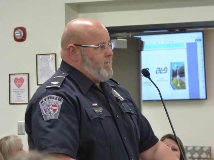 Fayetteville Police Chief Scott Gray speaks to the Fayette County Board of Education.