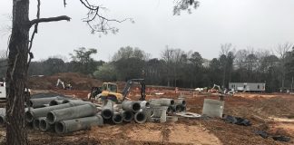 Grading and infrastructure work are underway for the Tyrone Municipal Complex across from Shamrock Park on Senoia Road. Photo/Ben Nelms.