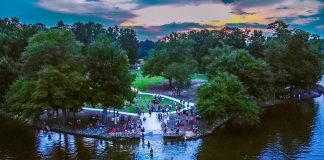 People began to gather before sunset at Drake Field in Peachtree City on July 4 for the "Free the 4th" protest over the postponement of the annual fireworks display. Photo/Adam Black.