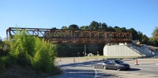 The new gateway bridge on Ga. Highway 54 West in Peachtree City shortly after its construction. 2020 Photo/Ben Nelms.