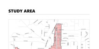 The LCI (Livable Centers Initiative) study area for Fayetteville includes downtown and areas bordering it to the north, south, east and west. Graphic/ City of Fayetteville.