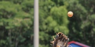 I've got this! Two future baseball stars practice for the day when a fly ball comes their way. Photo/Chris Dunn-Fayette County School System.