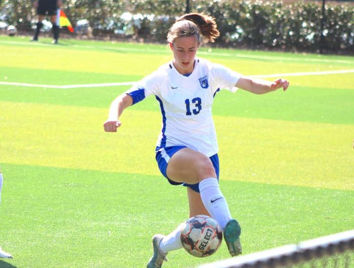 McIntosh graduate Taylor Malasek lines up a shot on goal for North Georgia University.