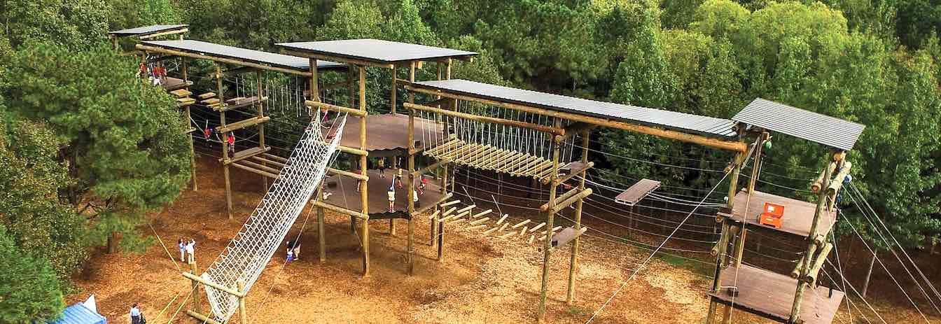 Overhead view of the camp's ropes course.