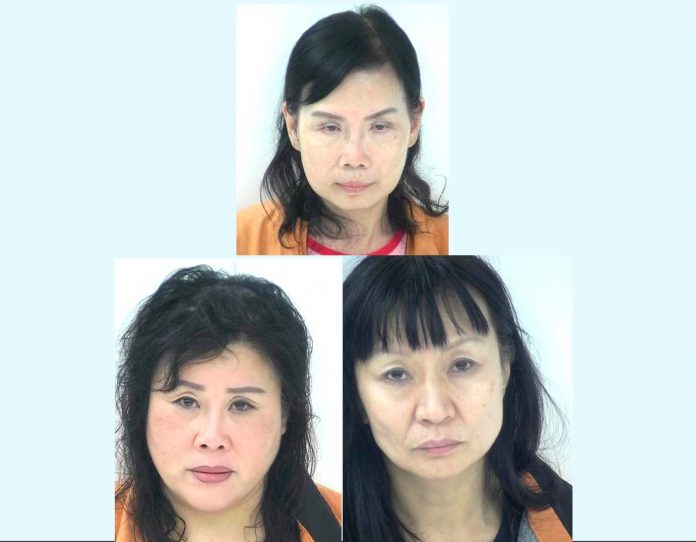 At top, Xiaoling Huang; below, L-R, Chunhua Min and Furong Ren. Photos/Fayette County Jail.