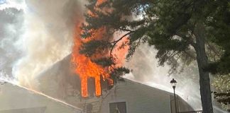 The four condos in a residential building at Twiggs Corner suffered heavy fire damage in a Tuesday afternoon blaze. There were no injuries from the fire. Photo/Peachtree City Fire Rescue.