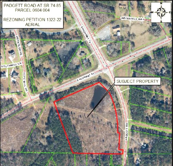 Aerial view of proposed rezoning