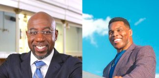 Incumbent Senator Raphael Warnock (L) defeated Herschel Walker in a closely contested runoff election Dec. 6. Photos/Capitol Beat News Service.