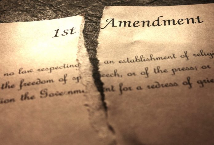 The First Amendment of the US Constitution. Shutterstock image.