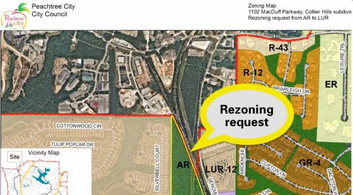 Rezoning area shown on map from Peachtree City.