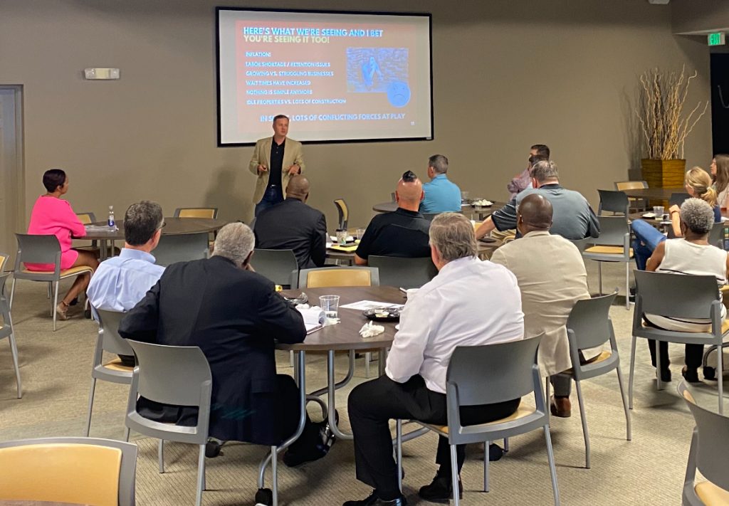 The author speaking to the Fayette County Chamber of Commerce in 2023 about business trends. Photo/Joe Domaleski