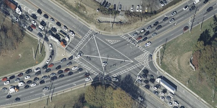 Aerial view of the Hwy. 54-74 intersection. Photo/Ga. DOT.