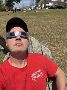 The author viewing the solar eclipse from Trilith on 4/8/2024. Photo/Joe Domaleski