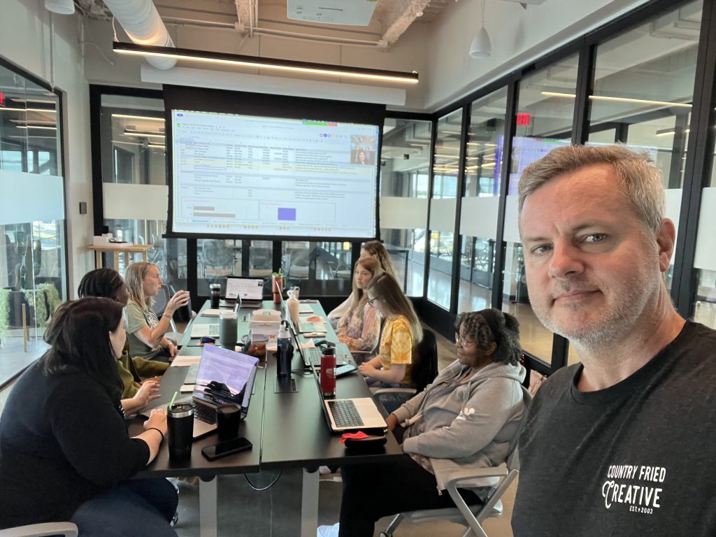 My colleagues at Country Fried Creative during a recent team meeting to consider the best path forward for our web projects. Photo/Joe Domaleski