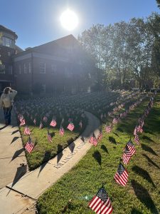 Memorial flag display on the campus of UGA. Photo/Joe Domaleski