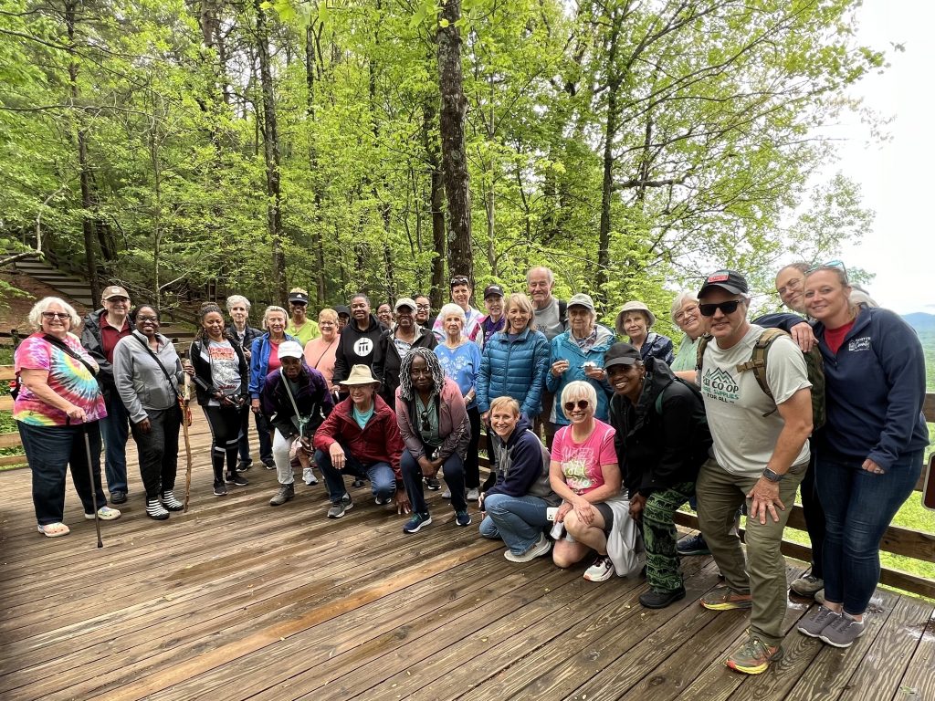 From the top of Amicalola Falls - yours truly (far right) serving as a volunteer hike leader on a senior adult trip with Fayette County Parks & Recreation on 4/20/2024. Photo/Joe Domaleski