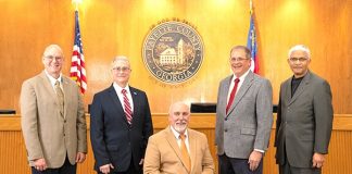 Fayette County commissioners (L-R) Edward "Edge" Gibbons, Charles Oddo, Eric Maxwell, Lee Hearn and Charles Rousseau. Photo/County website