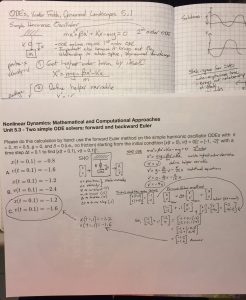 Keeping my brain sharp by using a little calculus and linear algebra to solve ordinary differential equations for the SFI Nonlinear Dynamics course. Photo/Joe Domaleski