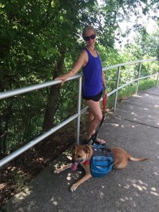 Mary Catherine and Thor take a break after hiking up Kennesaw Mountain. Photo/Joe Domaleski