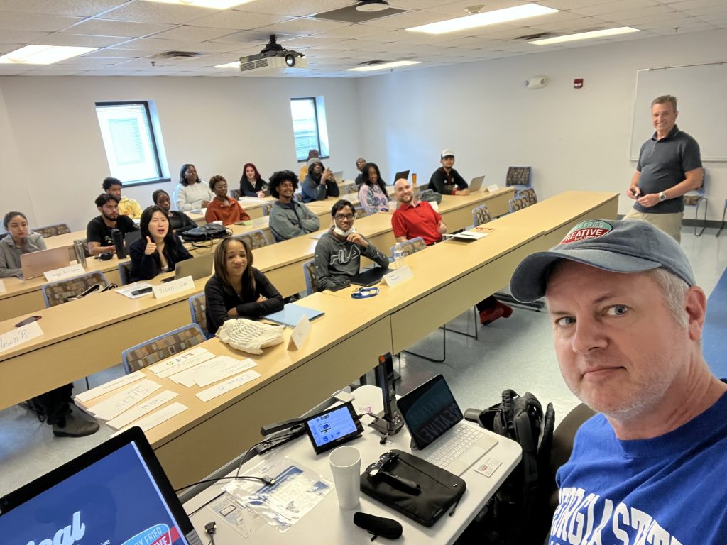 GSU students prepare to hear yours truly talk about digital marketing in their entrepreneurship class. Photo/Joe Domaleski