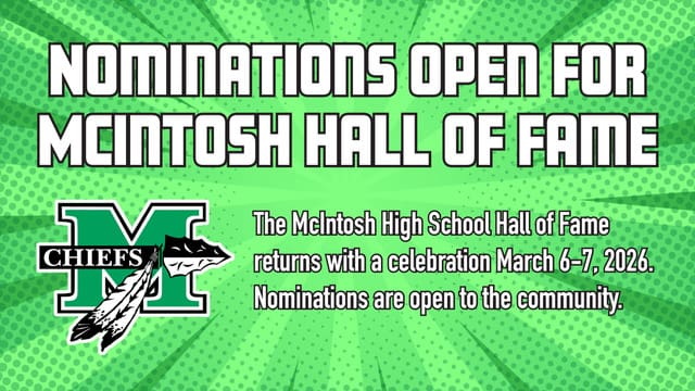 Nominations open for McIntosh Hall of Fame