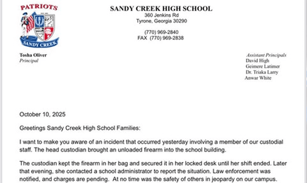Sandy Creek custodian reports bringing unloaded ...