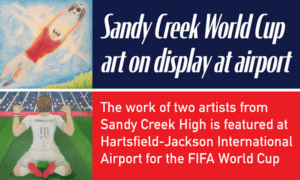 Sandy Creek World Cup art on display at airport