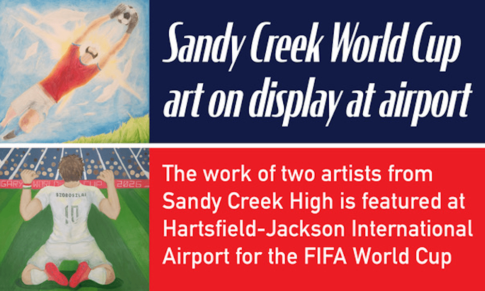 Sandy Creek World Cup art on display at airport