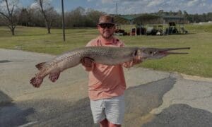 NEW STATE RECORD LONGNOSE GAR CAUGHT ON LAKE BLA...