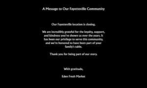 Eden Fresh Market Fayetteville to Close by Labor...